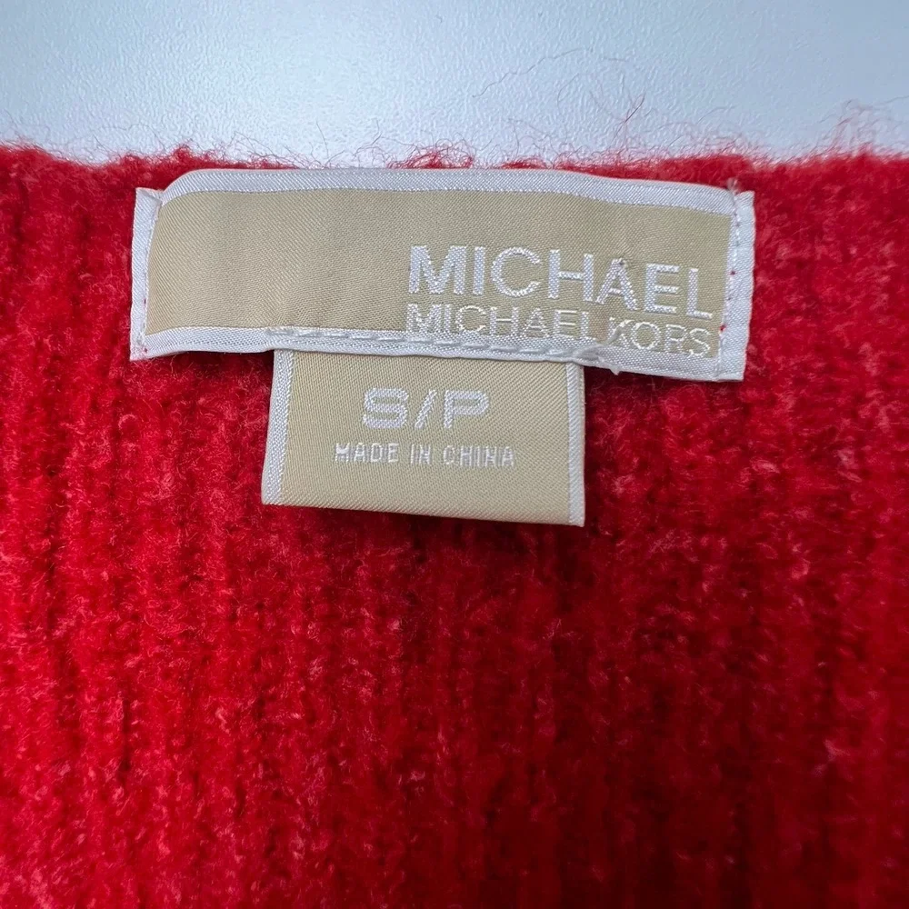 Michael Kors Mottled Red Front Kangaroo Pocket Sweater Women's Small